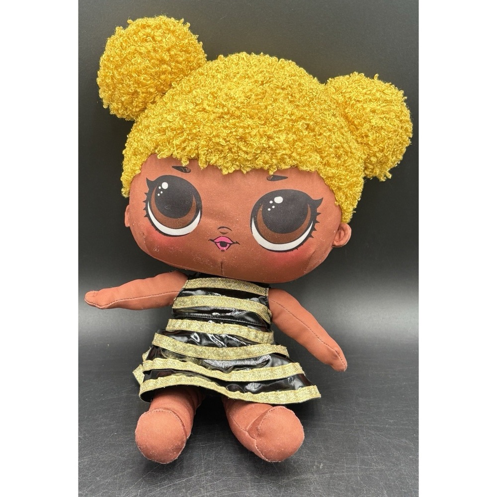 L.O.L. Surprise! Queen Bee Plush Doll, Curly Yellow Hair, Brown Eyes, MPN 571292